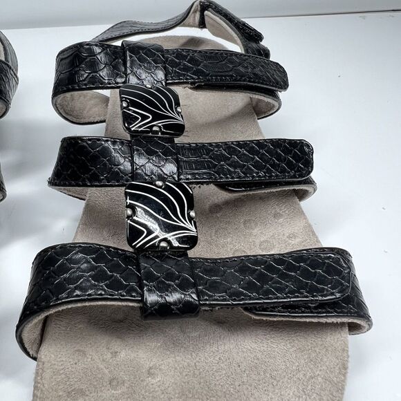 Vionic Women's Amber Sandal Size 6 Black Croc Strappy Adjustable Flat Shoe - Picture 5 of 10